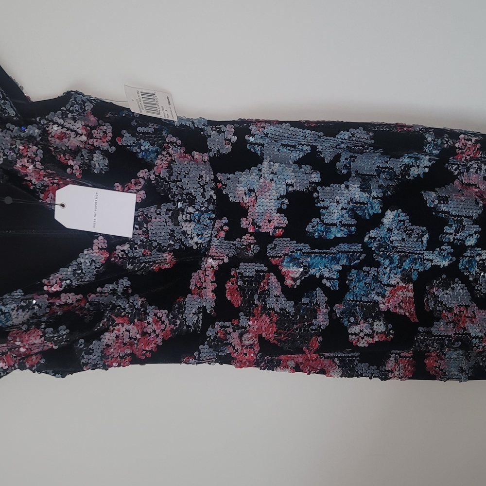 Sequin Floral Midi Dress - Black, Pink, Blue